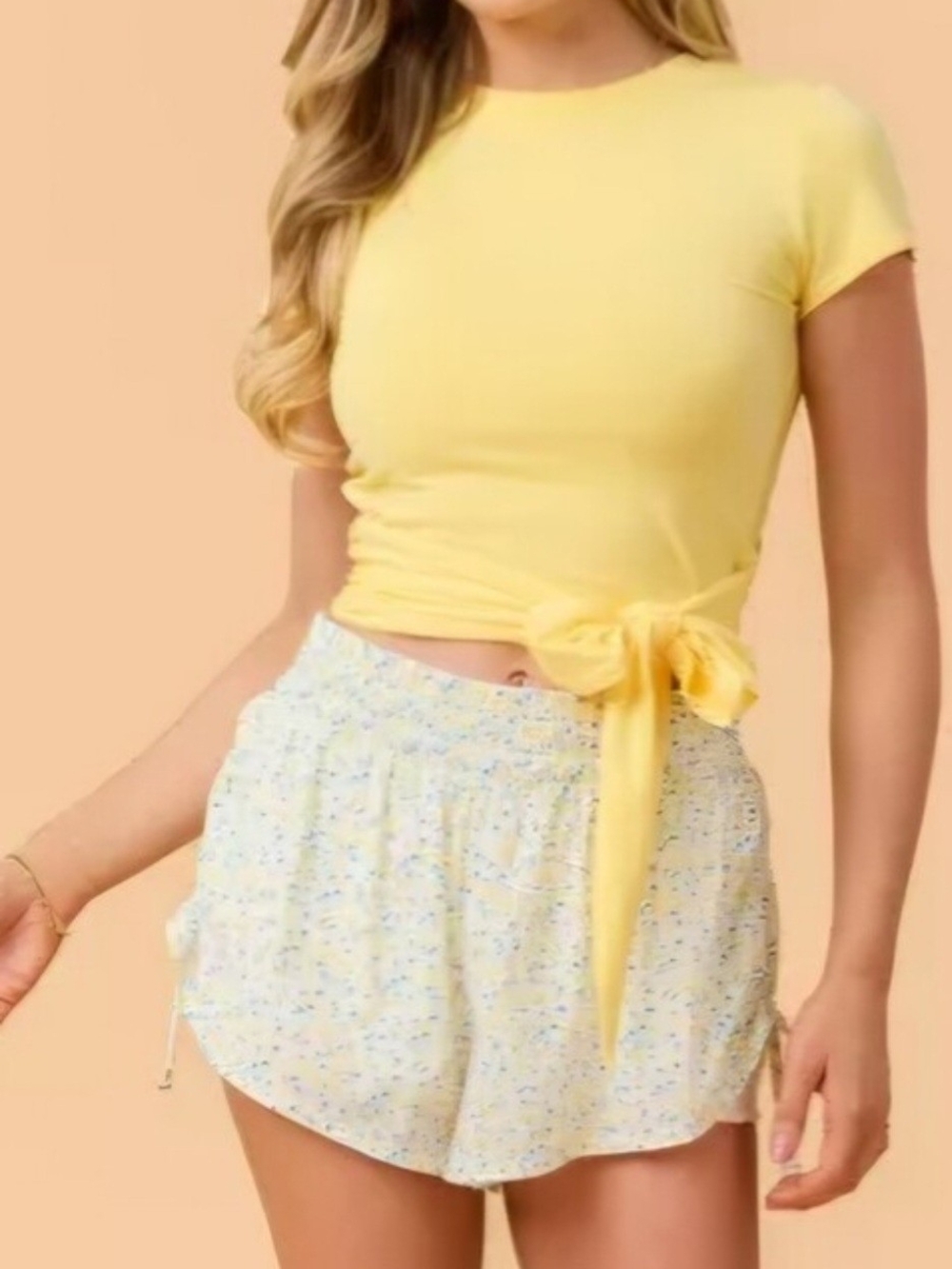 Women’s Yellow Short-Sleeve Reversible Bow Back Tee